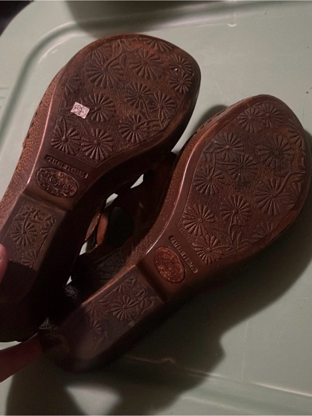 Born Brown Leather Wedge Sandals - Picture 6 of 6